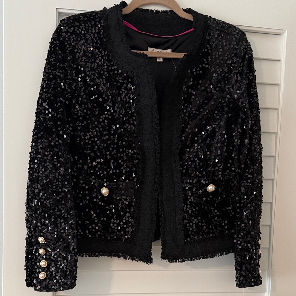 Nanette Lepore Black Sequin Blazer size small NWT